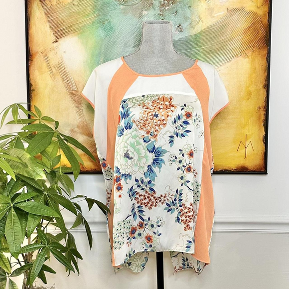 Romeo & Juliet Couture coral orange chrysanthemum floral sheer medium - Picture 1 of 8